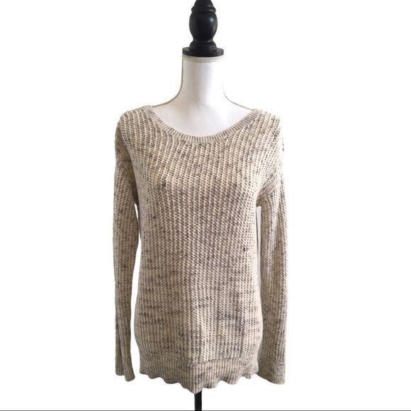 Trouvé Marled Knit Cut Out Sweater Light Gray & White Women’s US Size Small - Picture 2 of 6